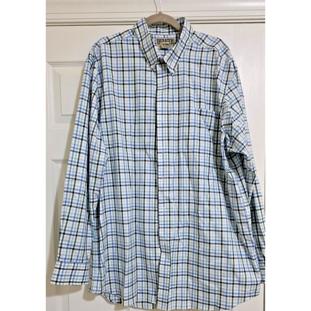 Duluth Trading Long Sleeve Plaid 100% Cotton Button Down Shirt size 2XL/Tall